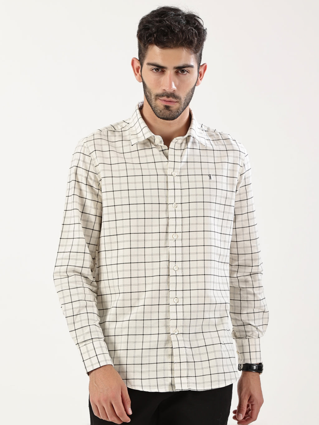 Beige Grid Shirt