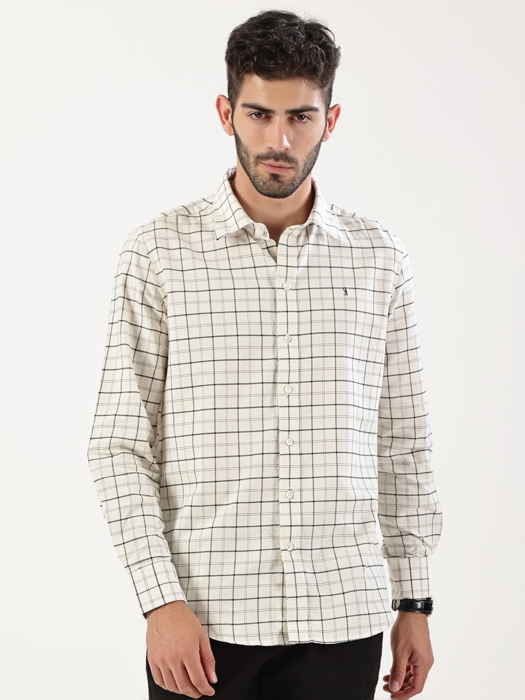 Beige Grid Shirt