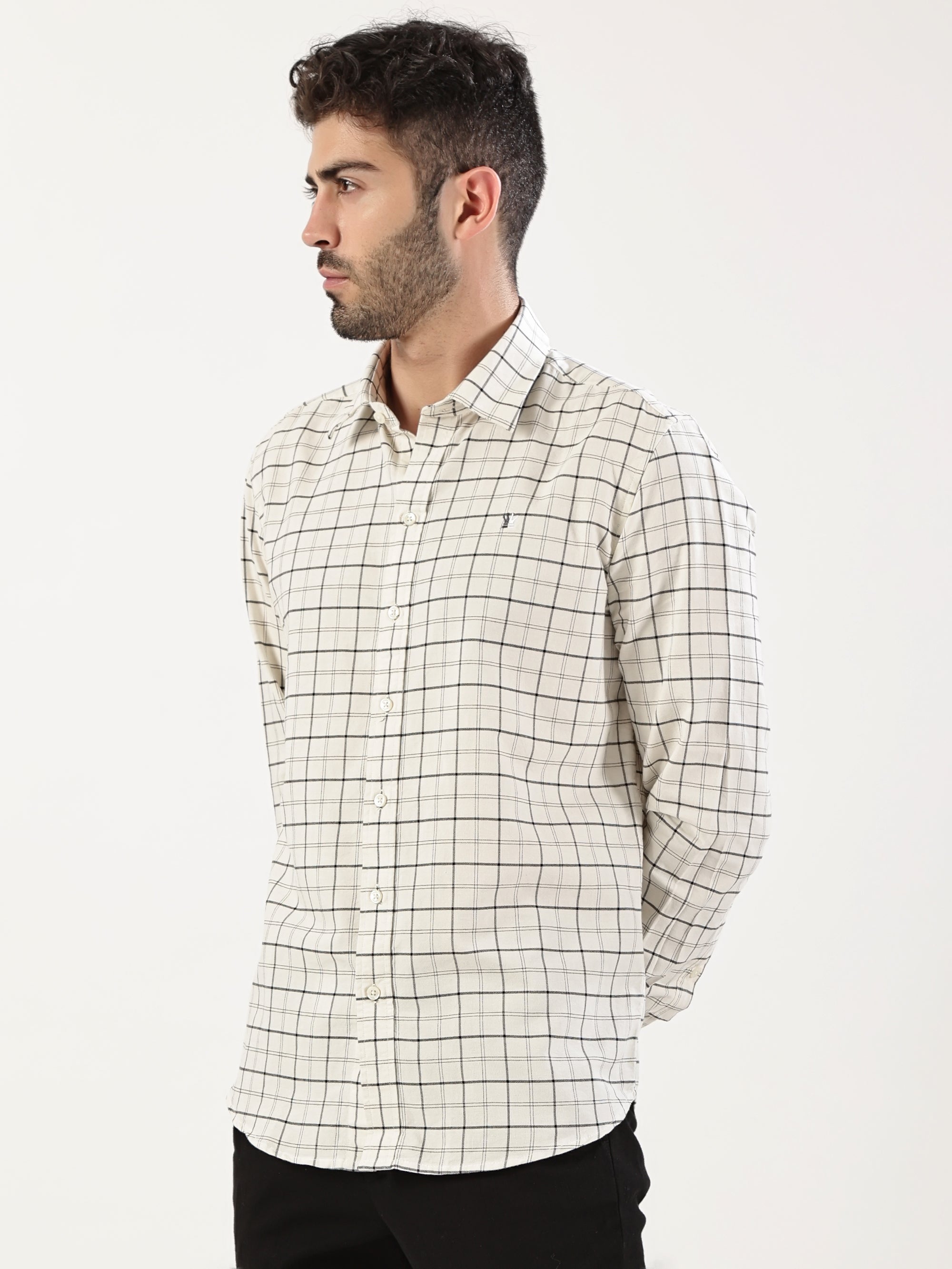 Beige Grid Shirt
