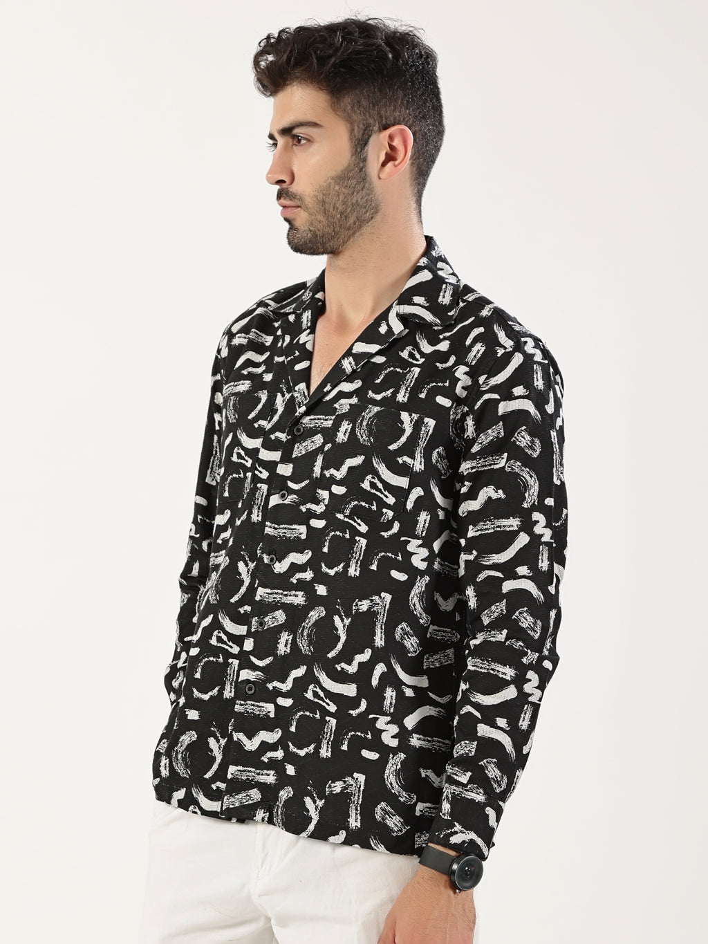 Black Brush Print Shirt