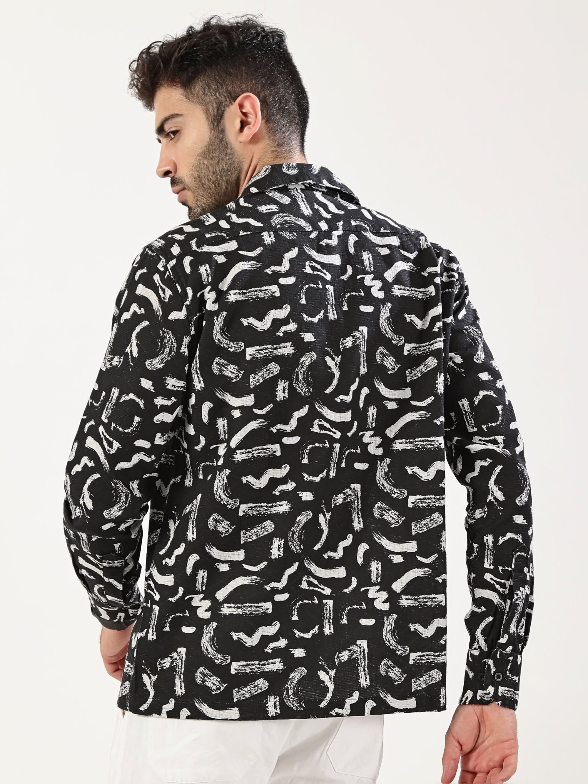 Black Brush Print Shirt