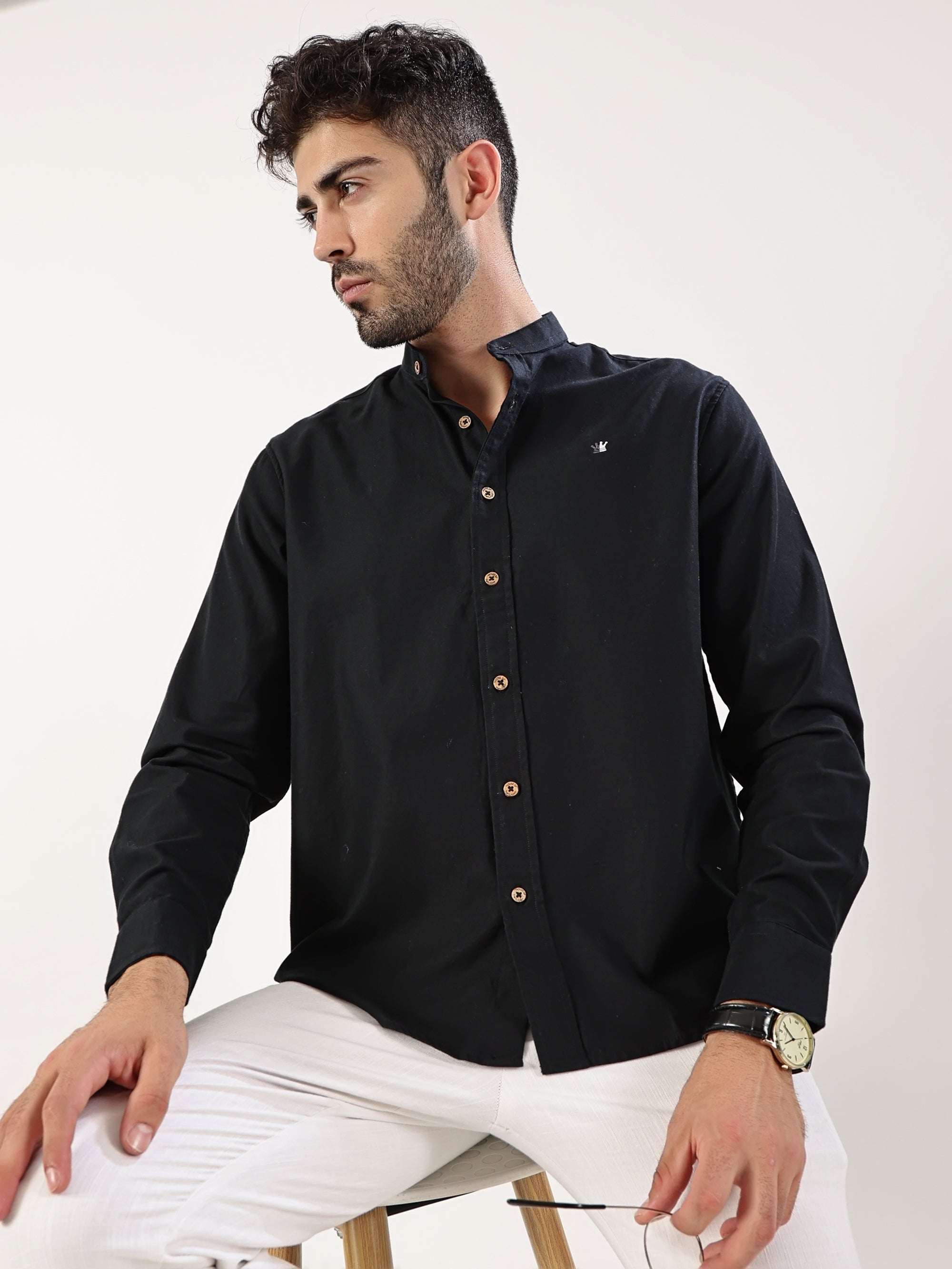 Black Mandarin Shirt