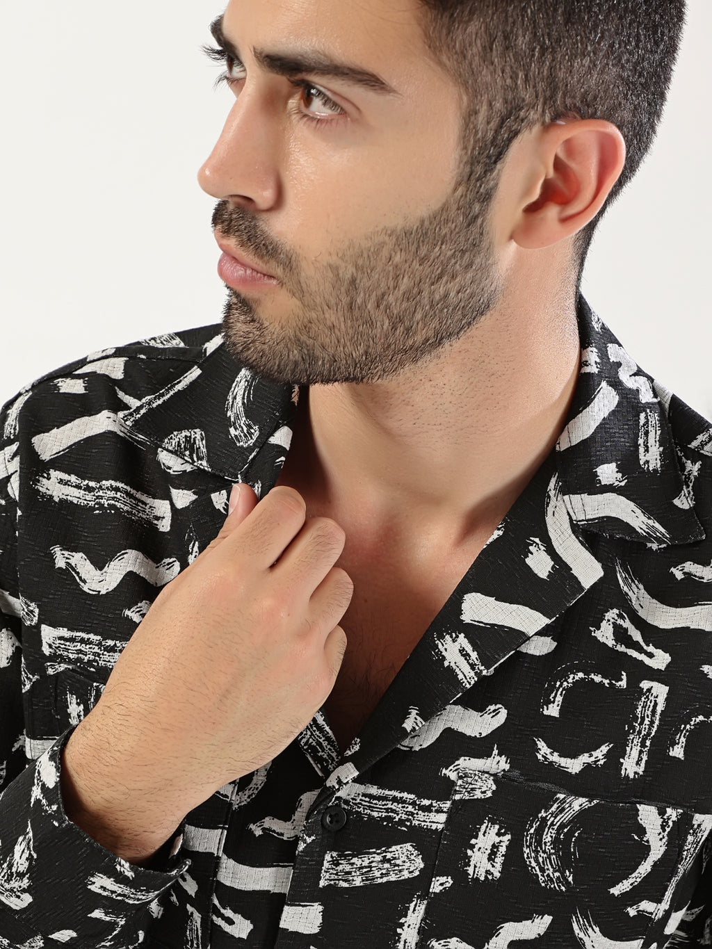 Black Brush Print Shirt