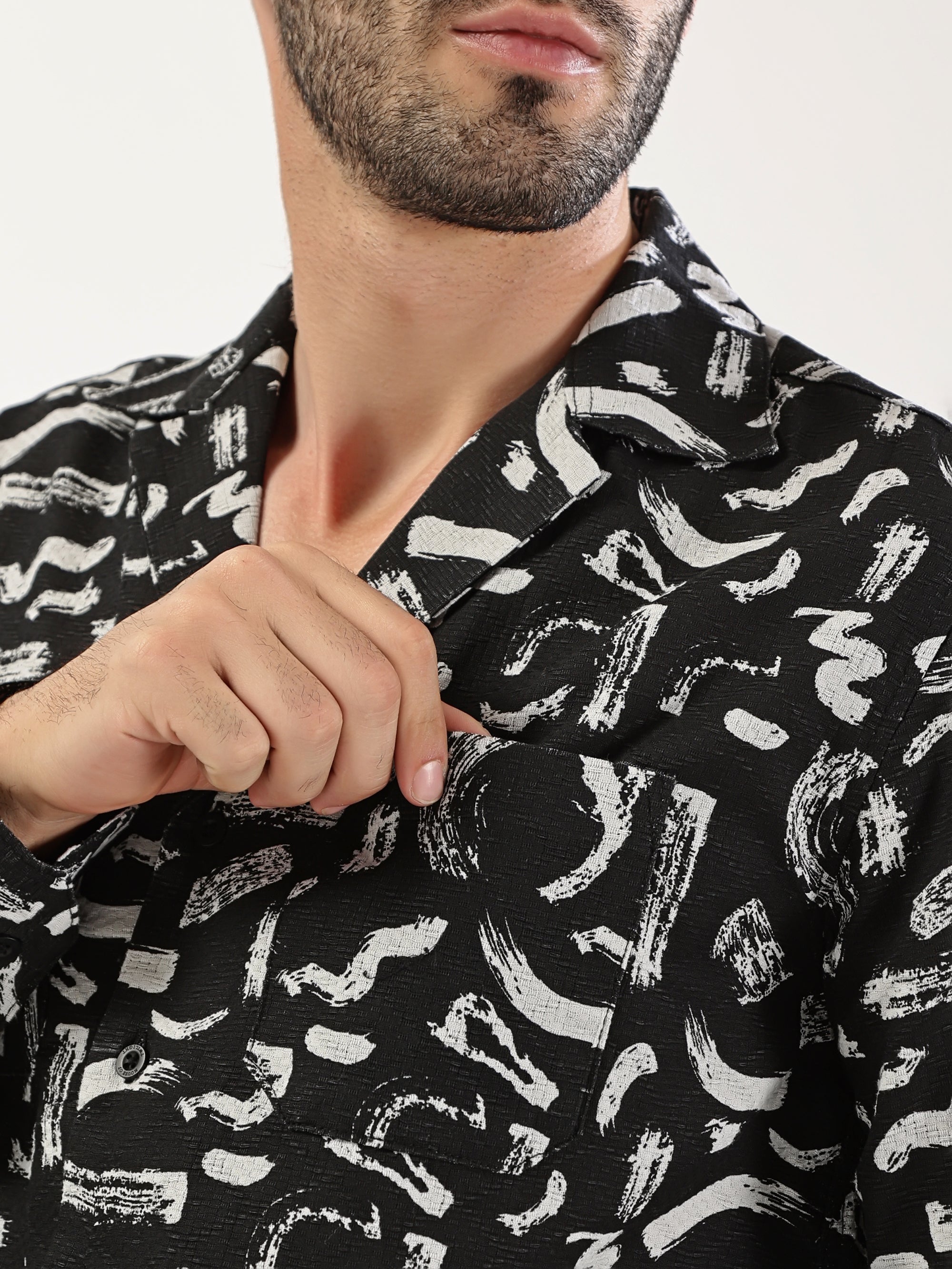 Black Brush Print Shirt
