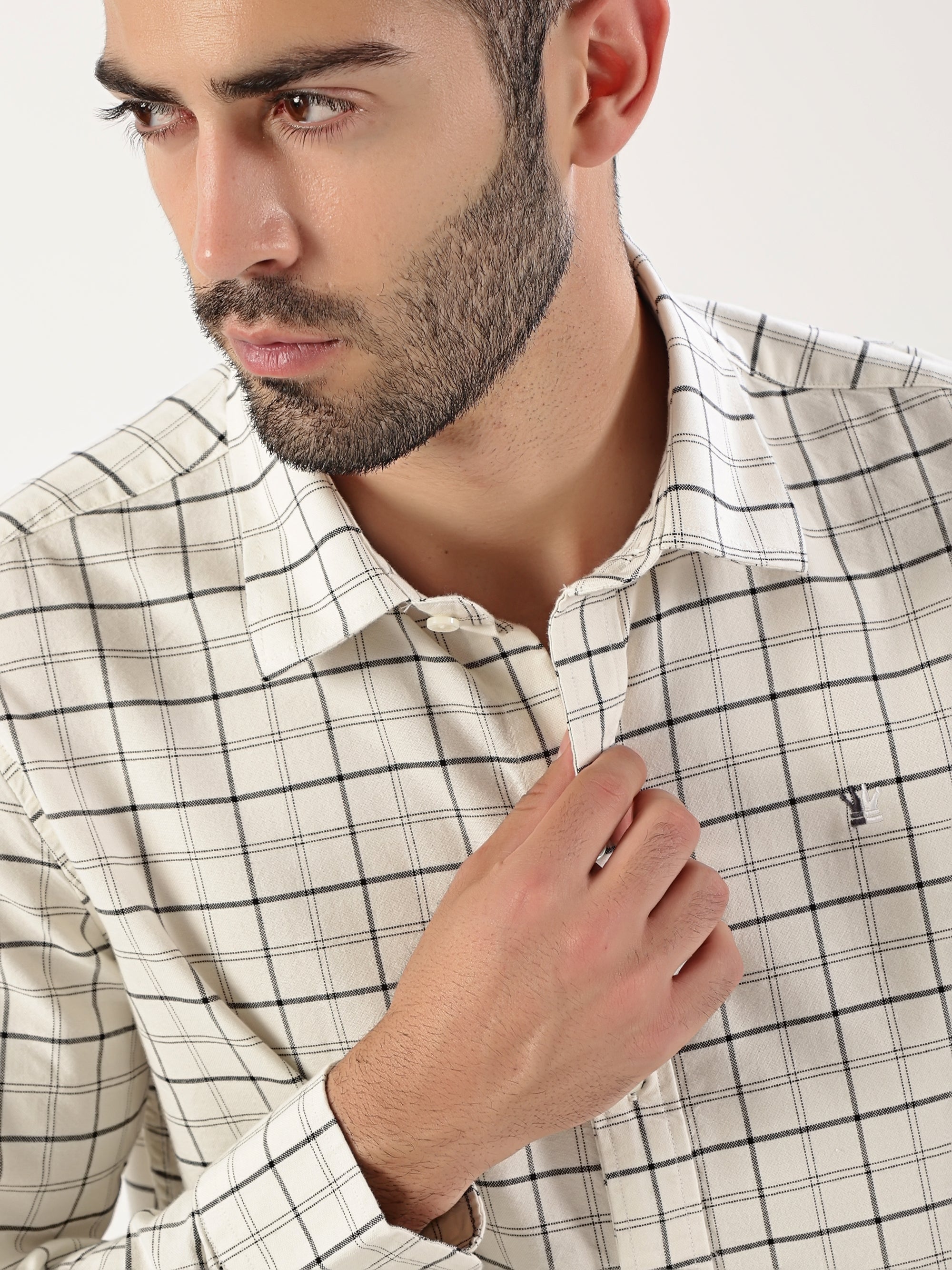 Beige Grid Shirt